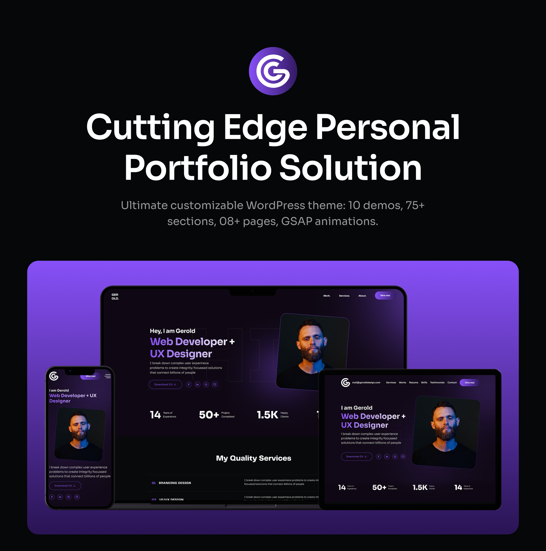Gerold Pro Version - Personal Portfolio WordPress Theme